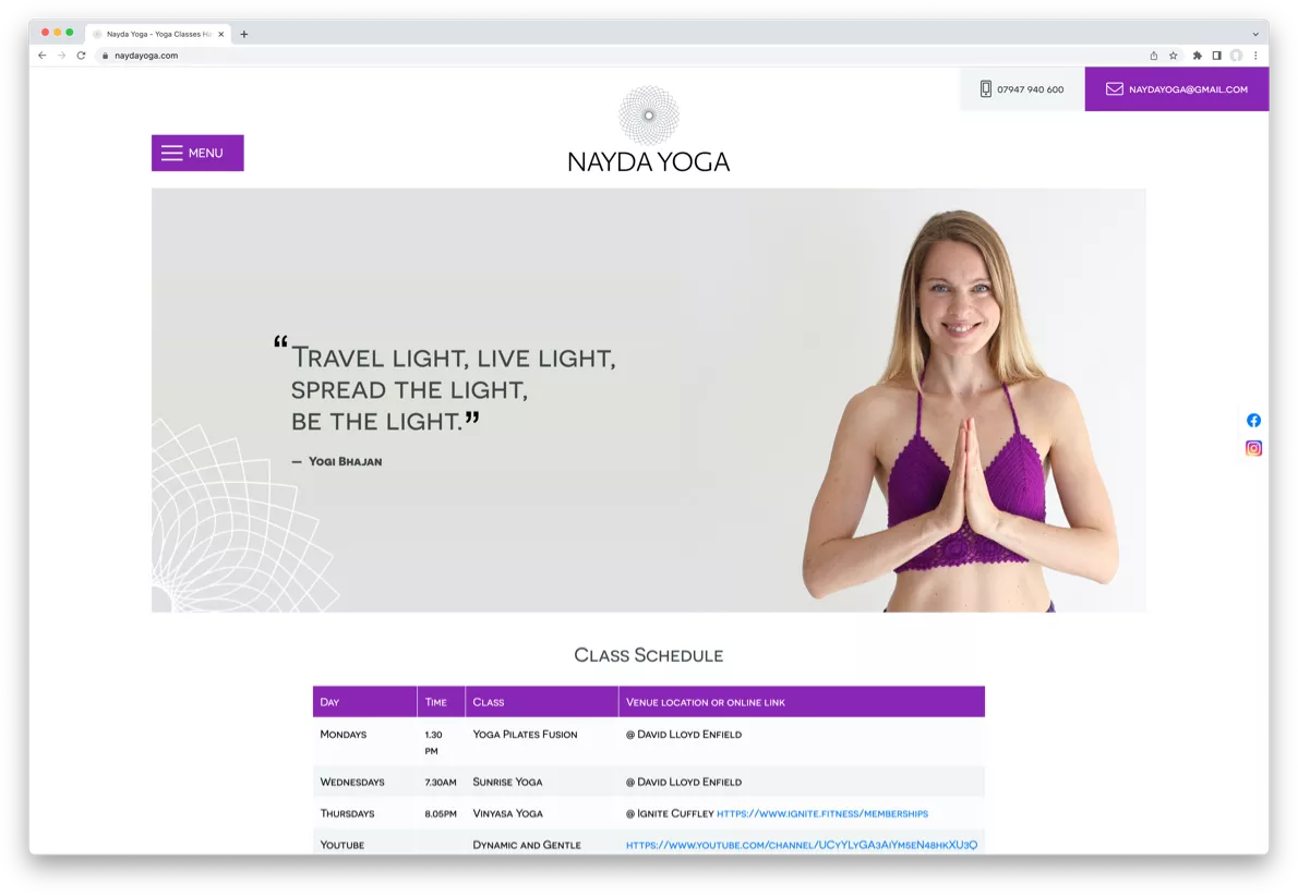 Nayda Yogo website image