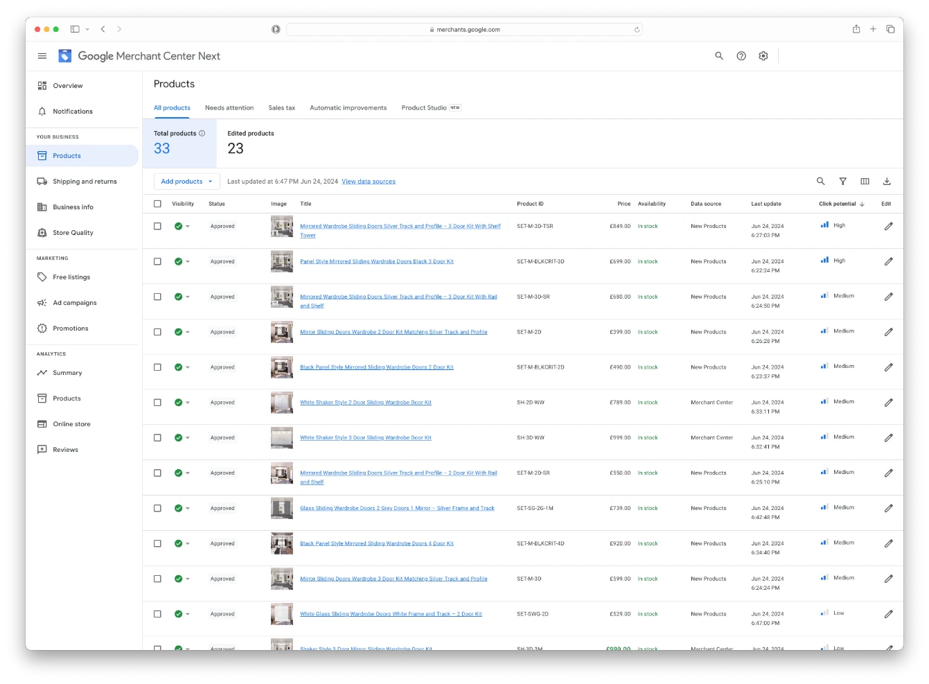 E-Commerce SEO Google Merchant Example