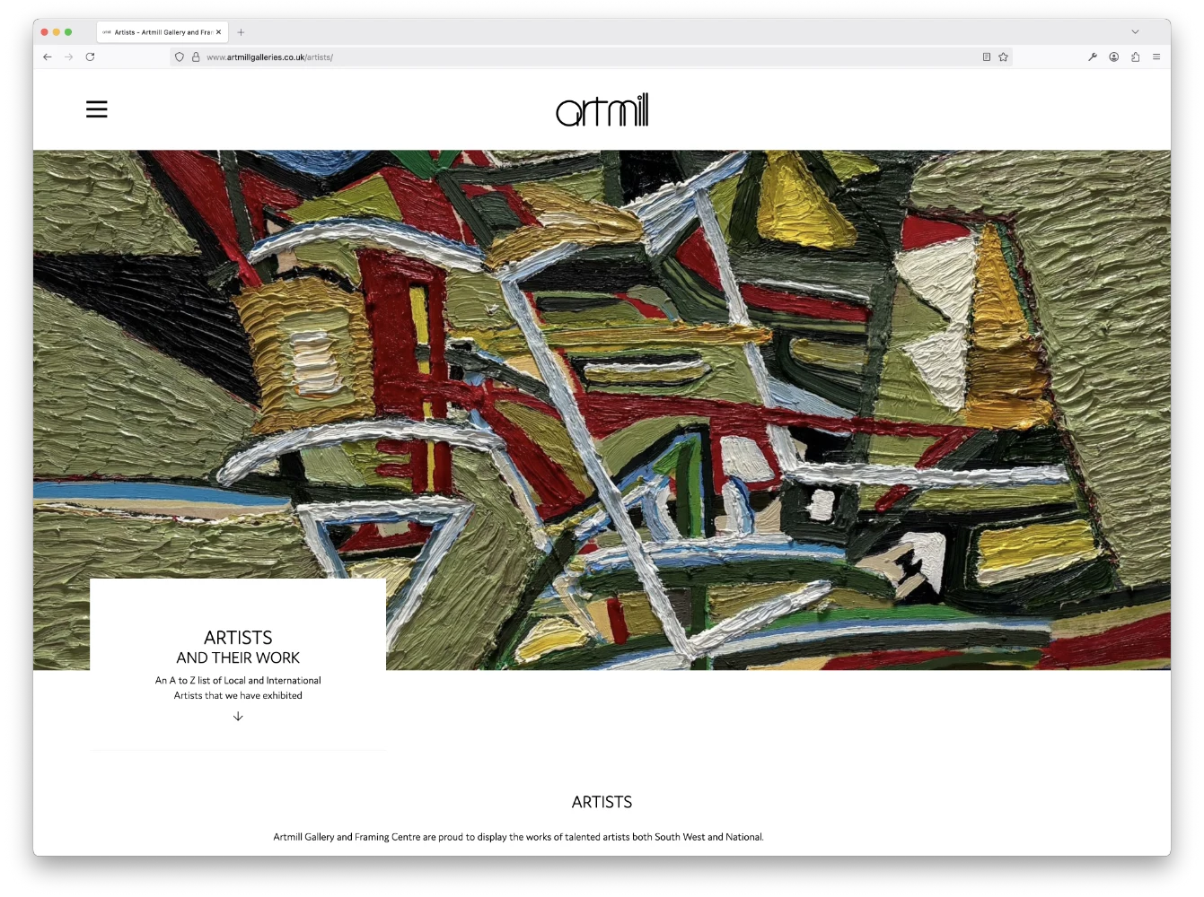 Artmill Gallery Website Design Plymouth
