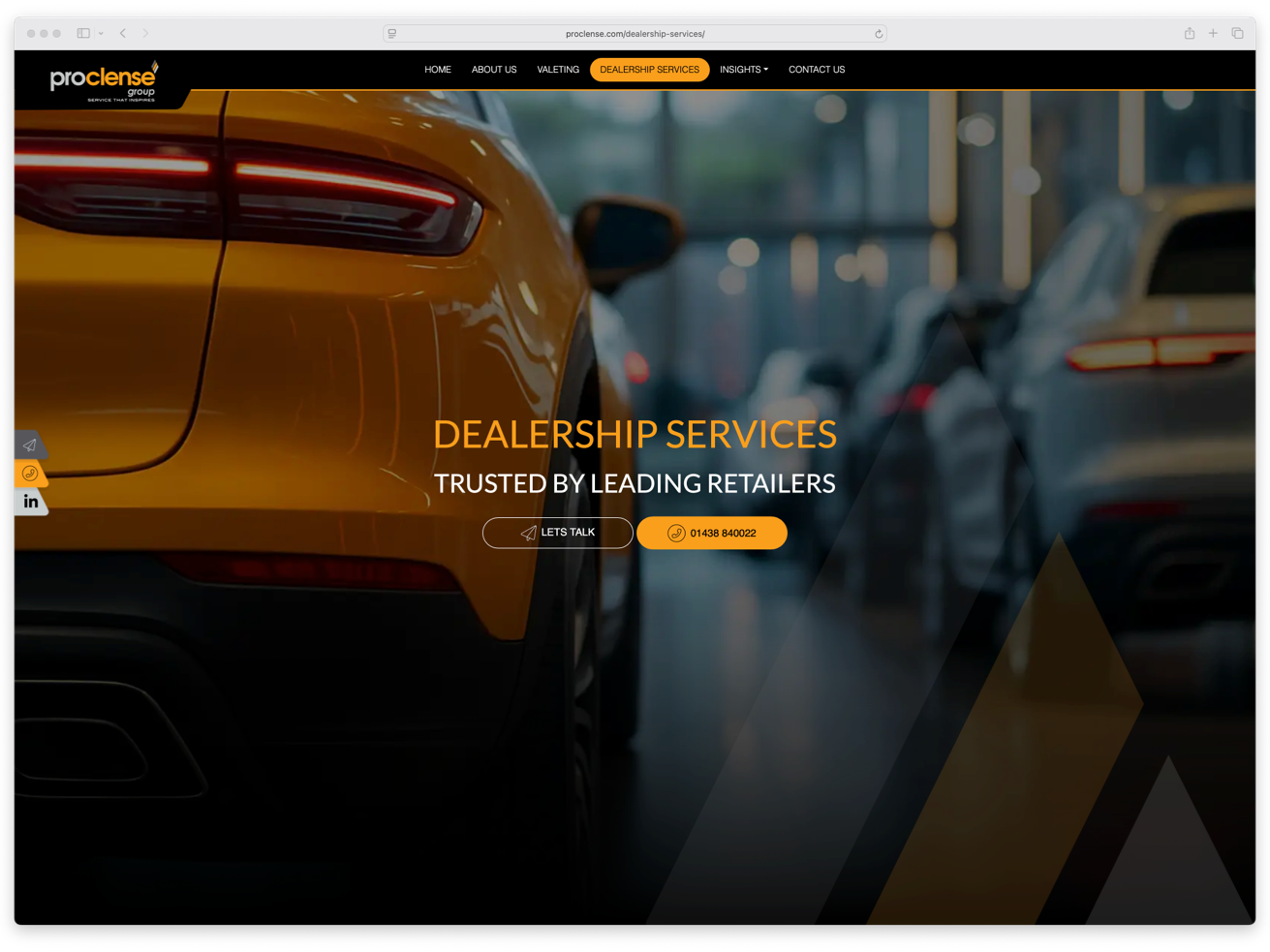 proclense dealership services website image